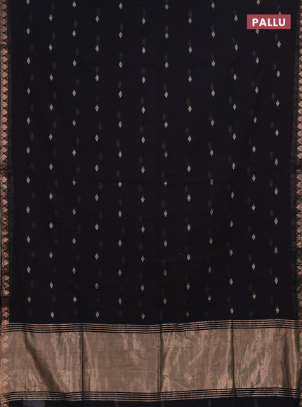 Bengal soft cotton saree black with allover thread woven buttas and zari woven border