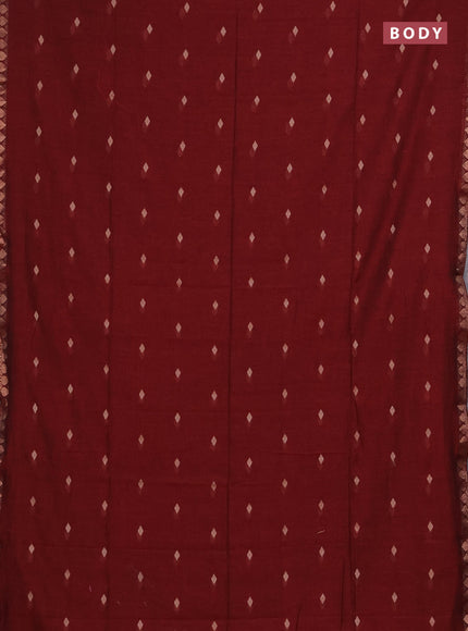 Bengal soft cotton saree maroon with allover thread woven buttas and zari woven border