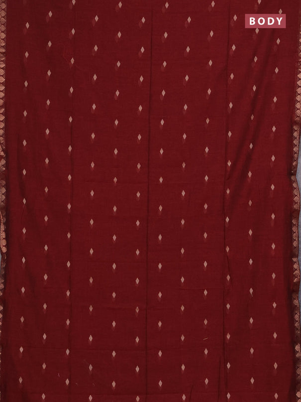 Bengal soft cotton saree maroon with allover thread woven buttas and zari woven border