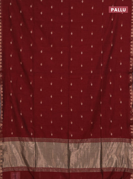 Bengal soft cotton saree maroon with allover thread woven buttas and zari woven border