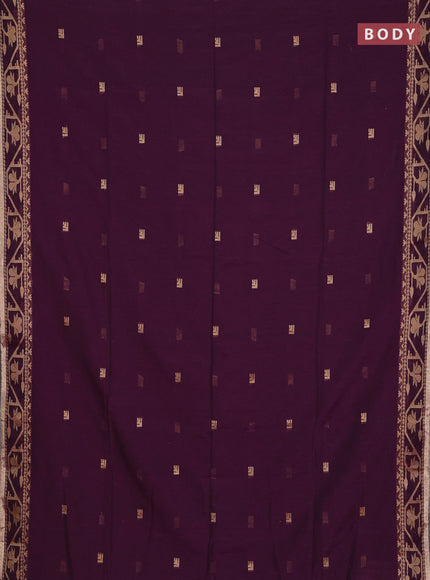 Bengal soft cotton saree purple with allover thread woven buttas and thread & zari woven border