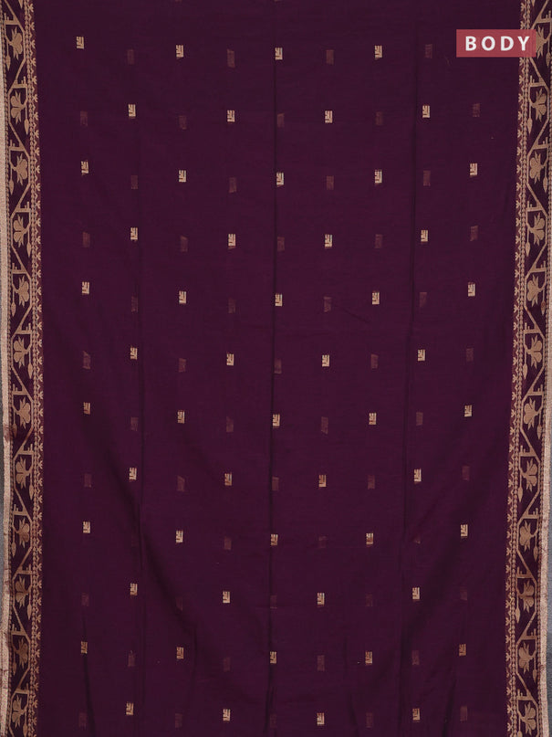 Bengal soft cotton saree purple with allover thread woven buttas and thread & zari woven border