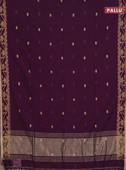 Bengal soft cotton saree purple with allover thread woven buttas and thread & zari woven border
