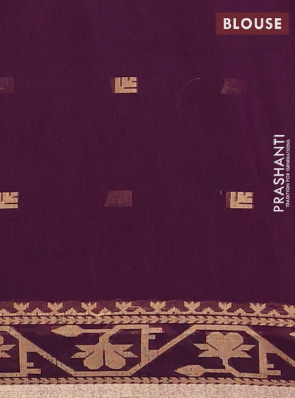 Bengal soft cotton saree purple with allover thread woven buttas and thread & zari woven border