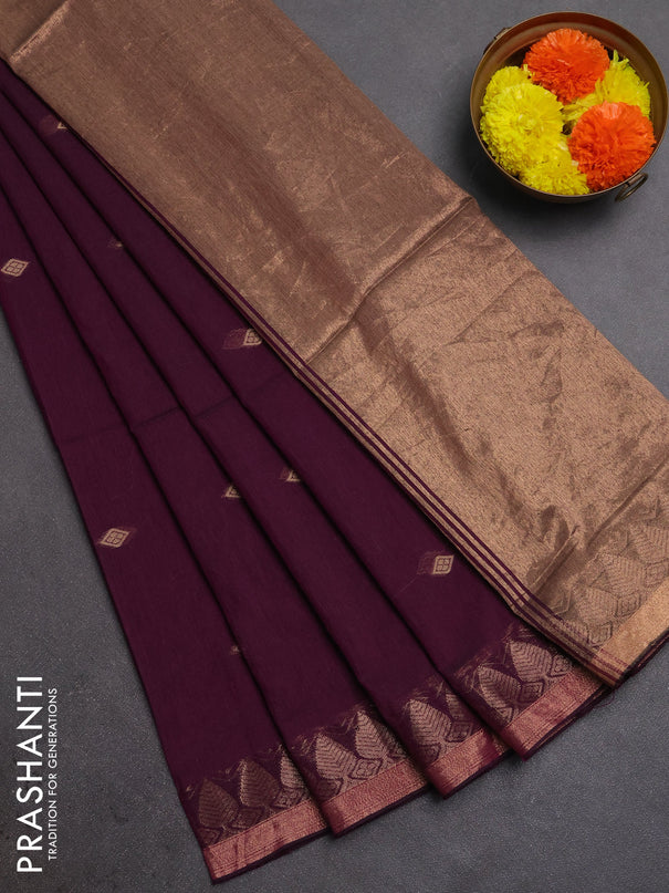 Bengal soft cotton saree magenta pink with allover thread woven buttas and zari woven border