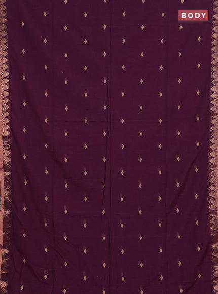 Bengal soft cotton saree magenta pink with allover thread woven buttas and zari woven border