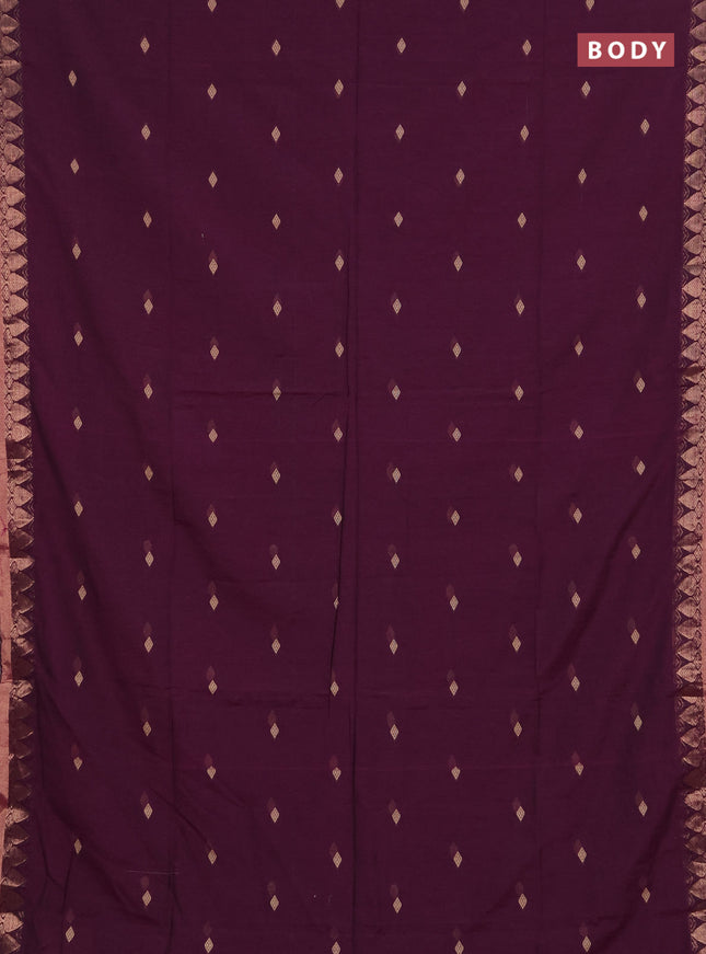 Bengal soft cotton saree magenta pink with allover thread woven buttas and zari woven border
