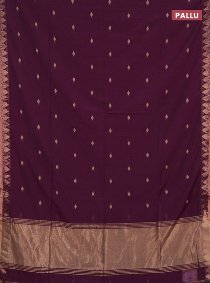 Bengal soft cotton saree magenta pink with allover thread woven buttas and zari woven border