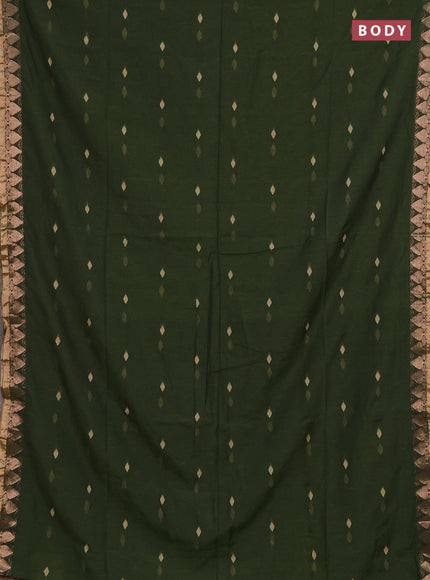 Bengal soft cotton saree mehendi green with allover thread woven buttas and zari woven border