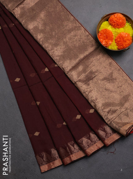 Bengal soft cotton saree with allover thread woven buttas and zari woven border