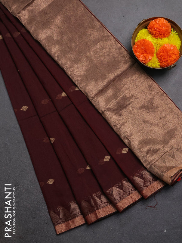 Bengal soft cotton saree with allover thread woven buttas and zari woven border
