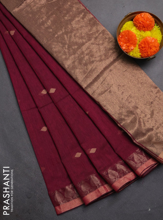 Bengal soft cotton saree pink with allover thread woven buttas and zari woven border