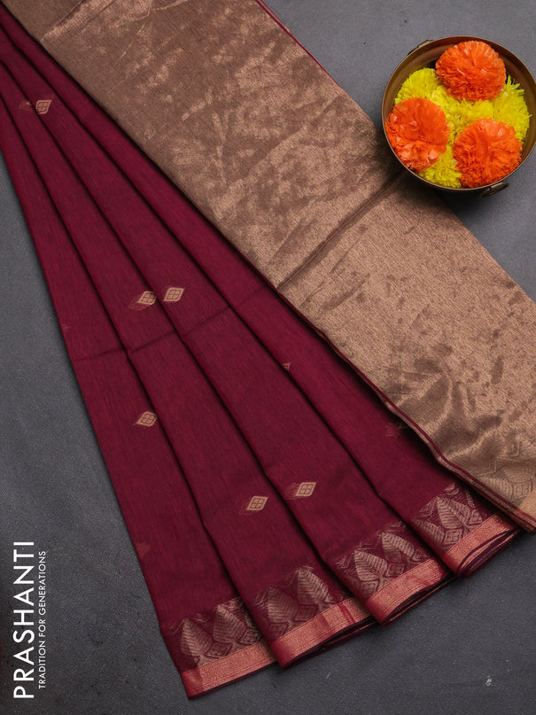 Bengal soft cotton saree pink with allover thread woven buttas and zari woven border