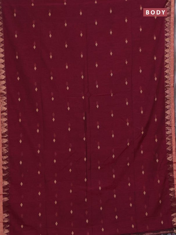 Bengal soft cotton saree pink with allover thread woven buttas and zari woven border