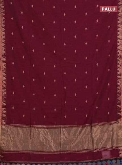 Bengal soft cotton saree pink with allover thread woven buttas and zari woven border