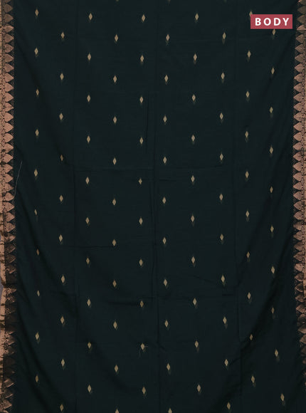 Bengal soft cotton saree bottle green with allover thread woven buttas and zari woven border
