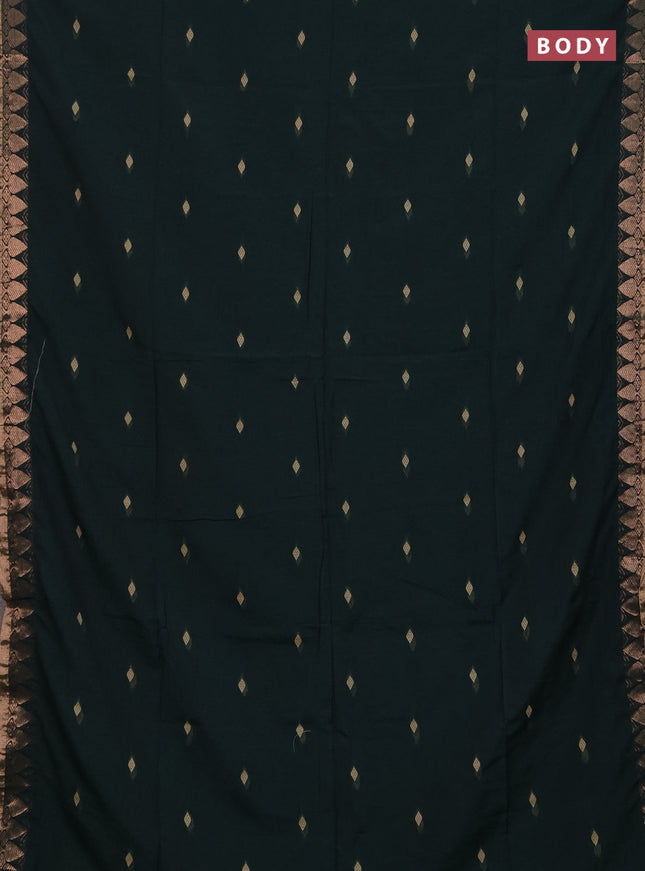 Bengal soft cotton saree bottle green with allover thread woven buttas and zari woven border