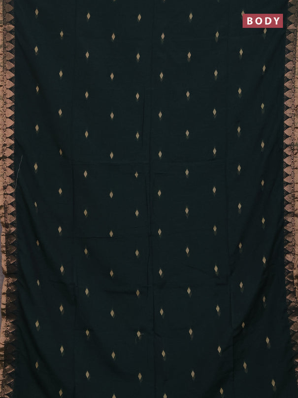 Bengal soft cotton saree bottle green with allover thread woven buttas and zari woven border