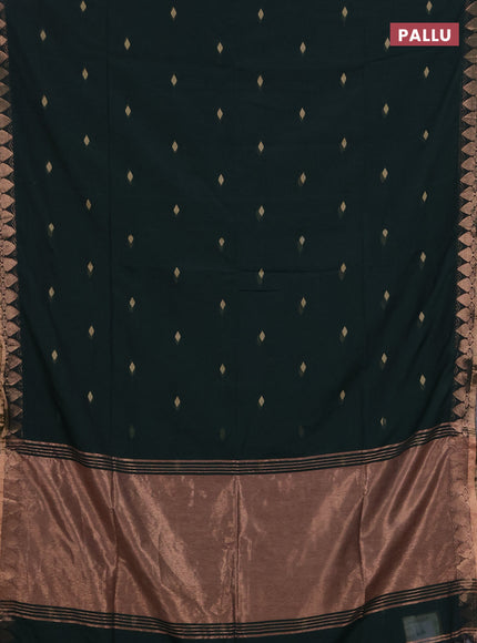 Bengal soft cotton saree bottle green with allover thread woven buttas and zari woven border