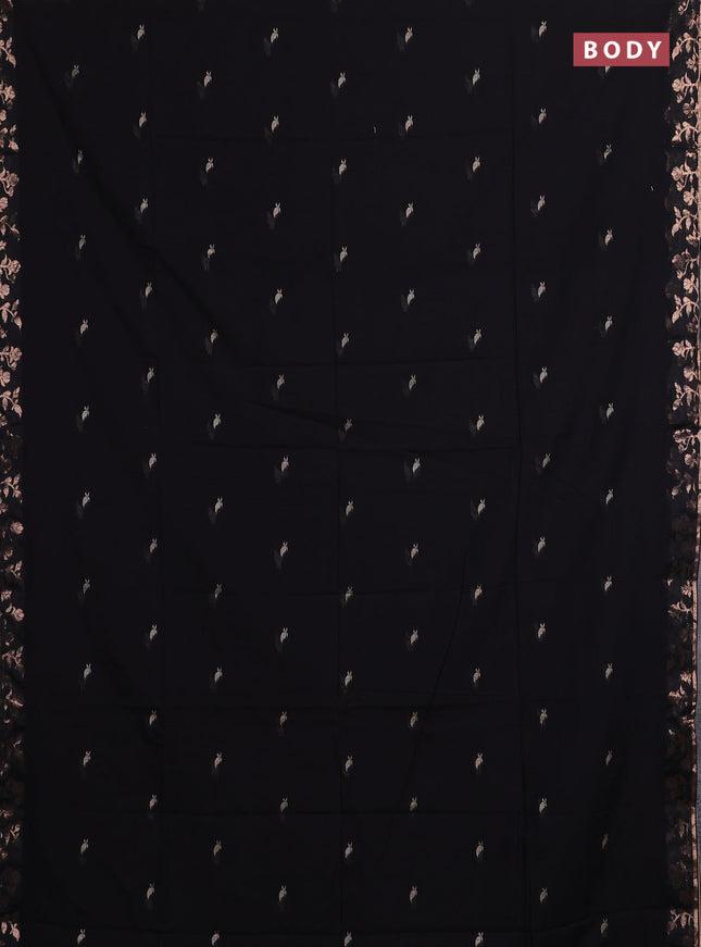 Bengal soft cotton saree black with allover thread woven buttas and zari woven border