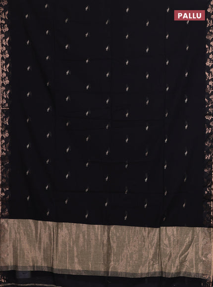 Bengal soft cotton saree black with allover thread woven buttas and zari woven border