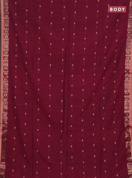 Bengal soft cotton saree magenta pink with allover thread woven buttas and zari woven border