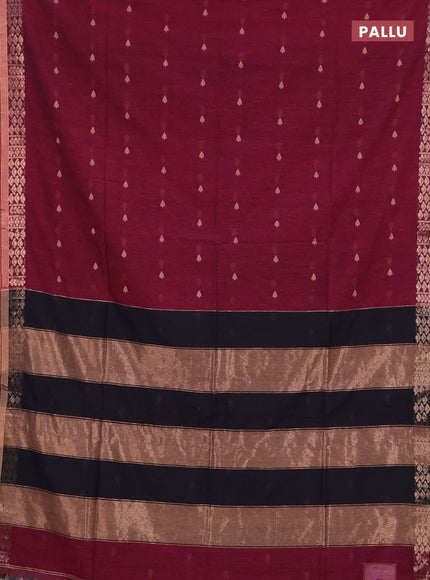 Bengal soft cotton saree magenta pink with allover thread woven buttas and zari woven border