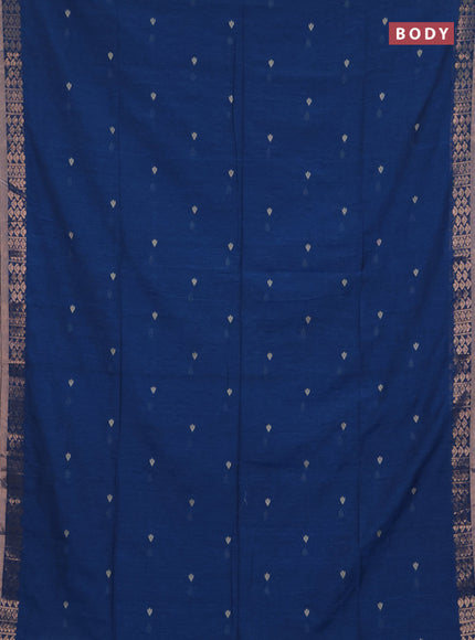 Bengal soft cotton saree cs blue and magenta pink with allover thread woven buttas and zari woven border