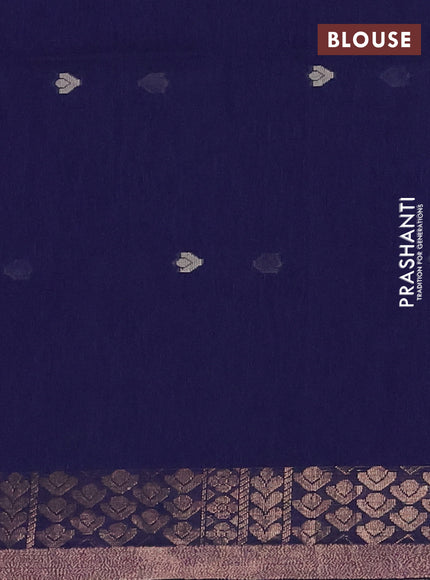 Bengal soft cotton saree blue and pink with allover thread woven buttas and zari woven border