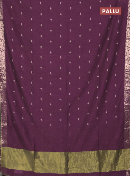 Bengal soft cotton saree mauve pink with allover thread woven buttas and zari woven border