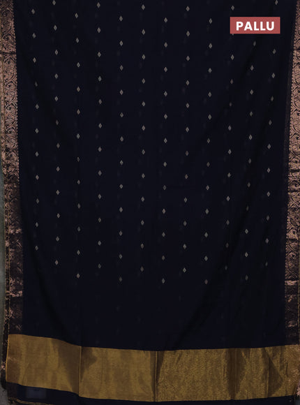 Bengal soft cotton saree navy blue with allover thread woven buttas and zari woven border