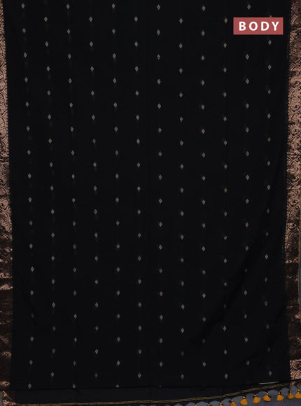 Bengal soft cotton saree black with allover thread woven buttas and zari woven border