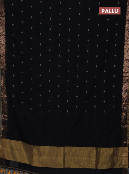 Bengal soft cotton saree black with allover thread woven buttas and zari woven border