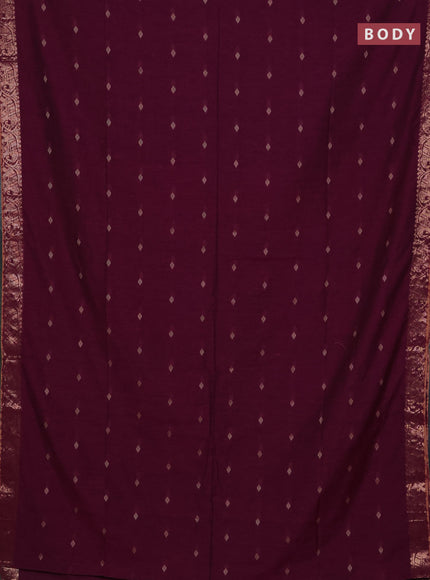 Bengal soft cotton saree magenta pink with allover thread woven buttas and zari woven border