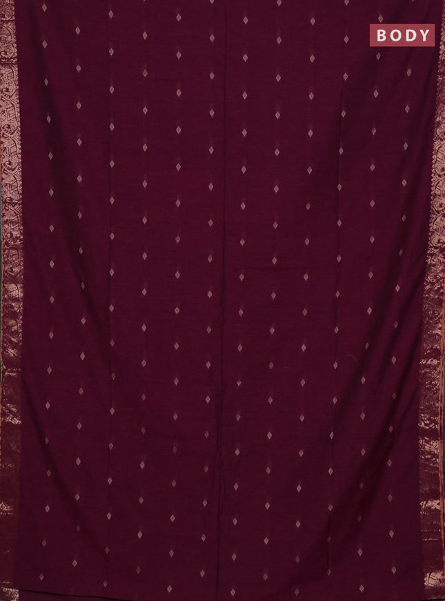 Bengal soft cotton saree magenta pink with allover thread woven buttas and zari woven border