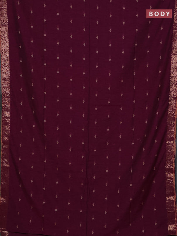 Bengal soft cotton saree magenta pink with allover thread woven buttas and zari woven border