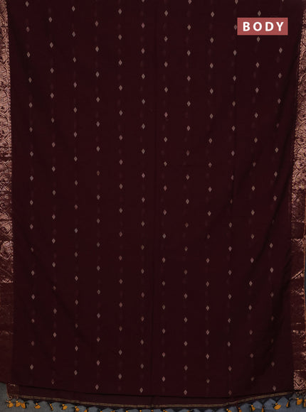 Bengal soft cotton saree deep wine with allover thread woven buttas and zari woven border