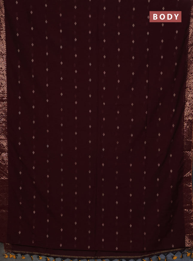 Bengal soft cotton saree deep wine with allover thread woven buttas and zari woven border