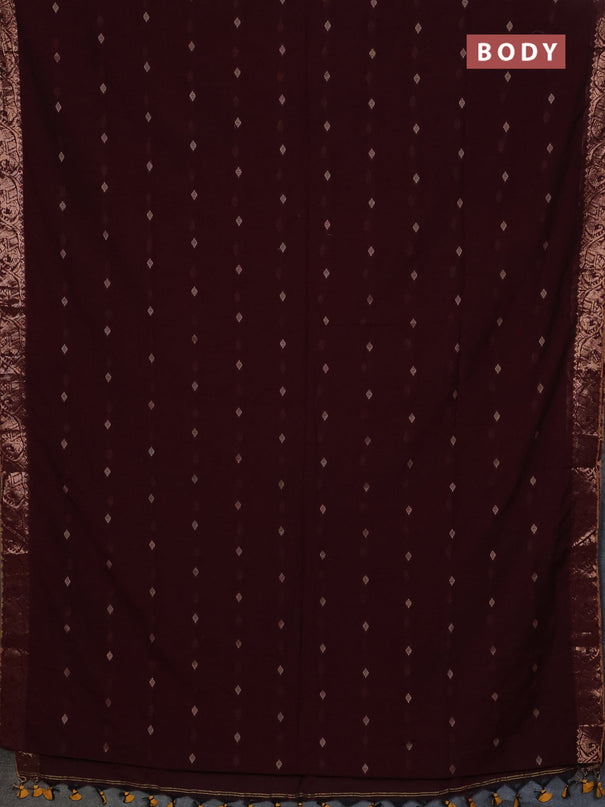 Bengal soft cotton saree deep wine with allover thread woven buttas and zari woven border