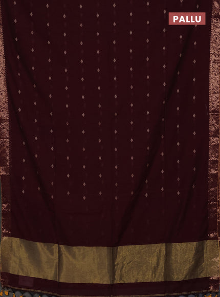 Bengal soft cotton saree deep wine with allover thread woven buttas and zari woven border