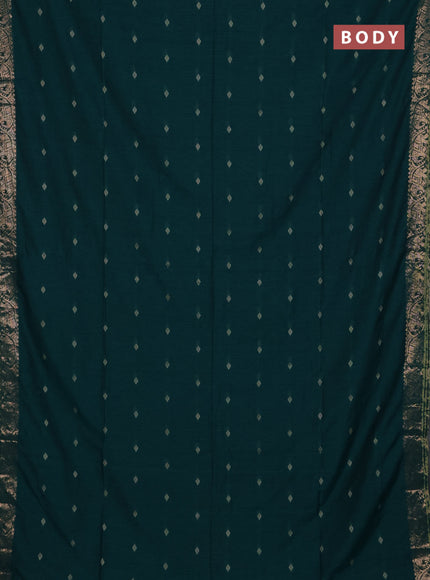 Bengal soft cotton saree peacock green with allover thread woven buttas and zari woven border