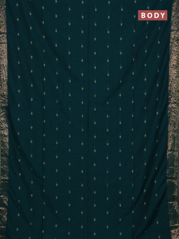 Bengal soft cotton saree peacock green with allover thread woven buttas and zari woven border