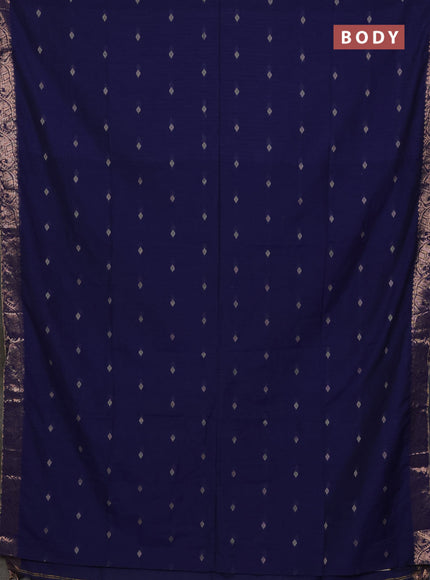 Bengal soft cotton saree navy blue with allover thread woven buttas and zari woven border