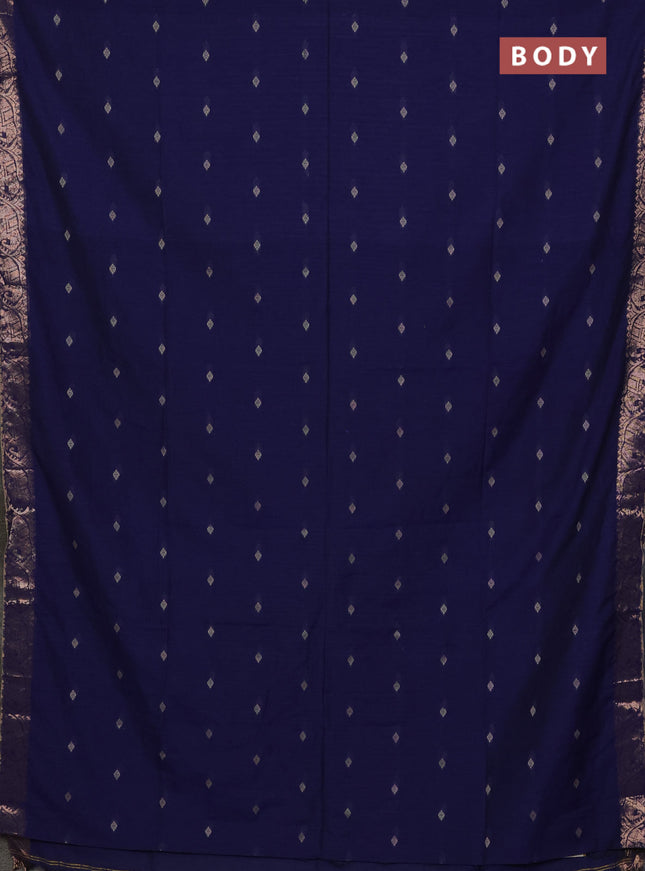 Bengal soft cotton saree navy blue with allover thread woven buttas and zari woven border
