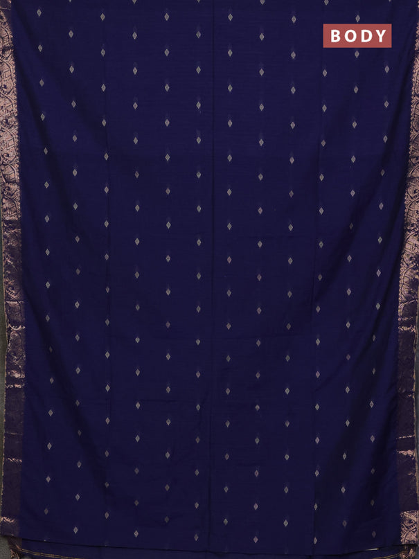 Bengal soft cotton saree navy blue with allover thread woven buttas and zari woven border
