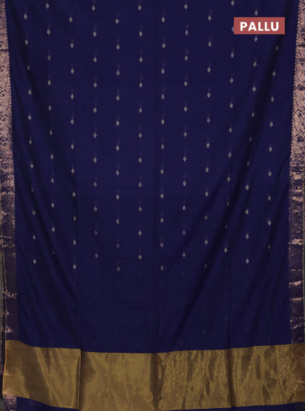 Bengal soft cotton saree navy blue with allover thread woven buttas and zari woven border