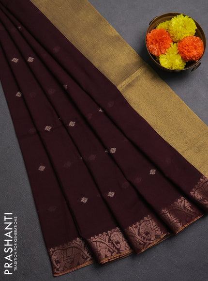 Bengal soft cotton saree deep maroon with allover thread woven buttas and zari woven border