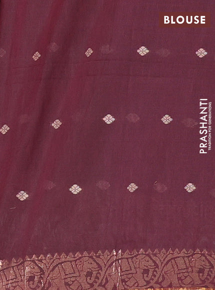 Bengal soft cotton saree deep maroon with allover thread woven buttas and zari woven border