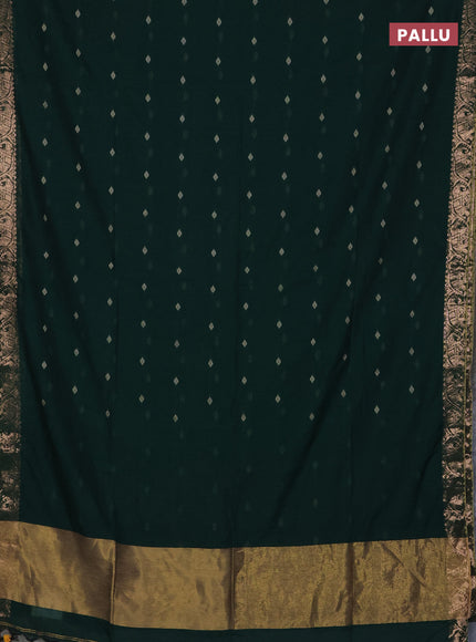 Bengal soft cotton saree green with allover thread woven buttas and zari woven border