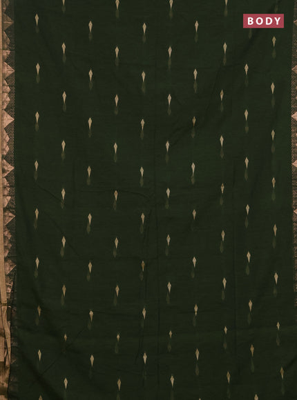 Bengal soft cotton saree sap green with allover thread woven buttas and zari woven border